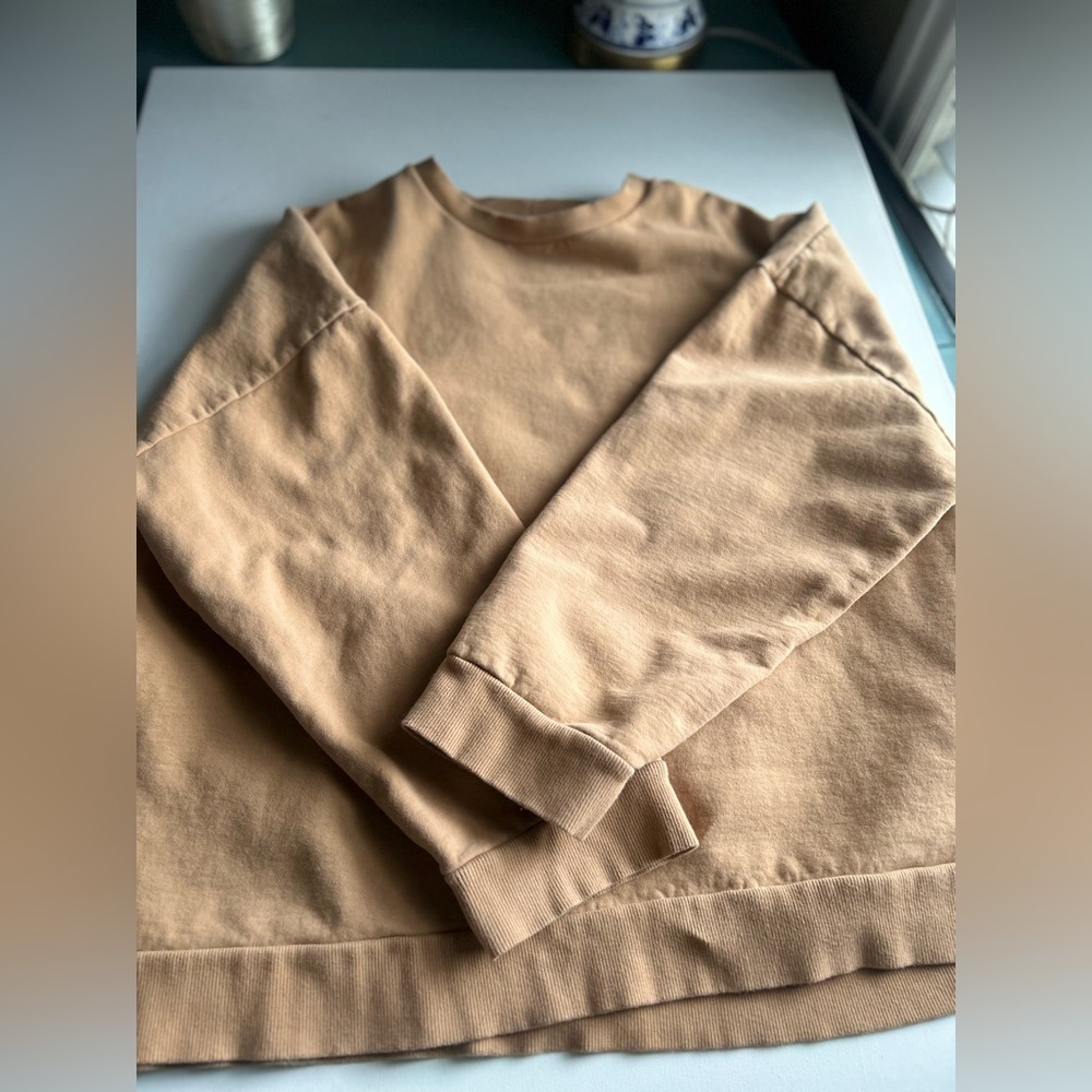 ASOS Mens Cotton Sweatshirt Tan Khaki Sweater Crew Neck Relaxed Casual Fit XL - Picture 5 of 12